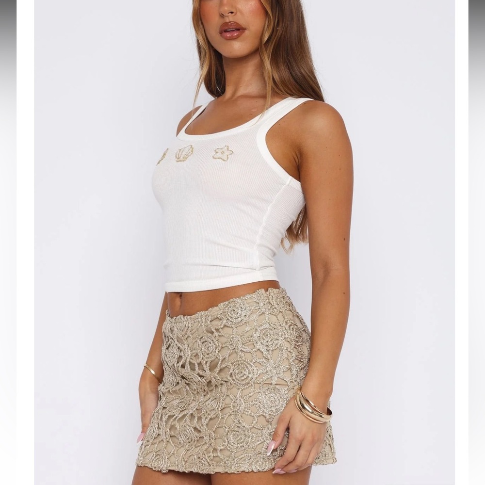NWT White Fox Do What I'm Told Mini Skirt Gold Size Small - Picture 3 of 4